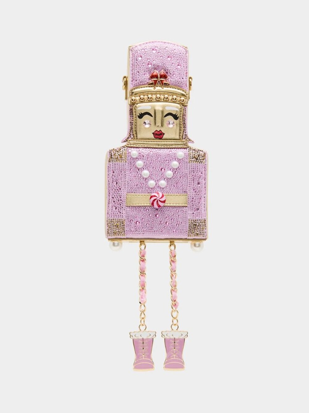 Betsey Johnson Kitsch Nutcracker Crossbody Pink and Gold NWT